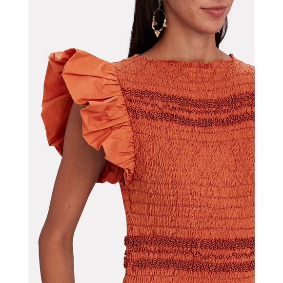 ULLA JOHNSON Madeline Smocked Midi Dress Size 0 NWT - Picture 2 of 7